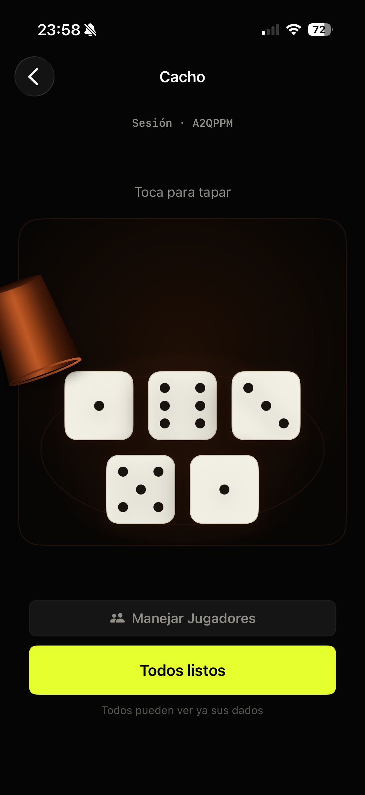 Juego Cacho multijugador de Nait con cinco dados